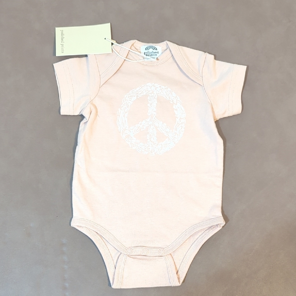 Polished Prints Onesie Bodysuit 6 Mo light pink rose colored Short Sleeve NWT
